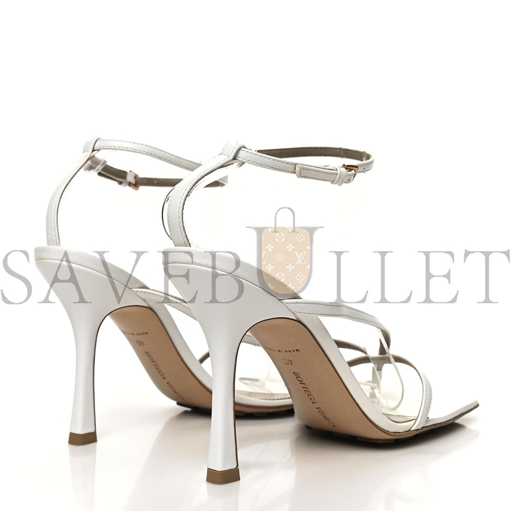 BOTTEGA VENETA LAMBSKIN STRETCH MULTI STRAP 90MM SANDALS 40 OPTIC WHITE