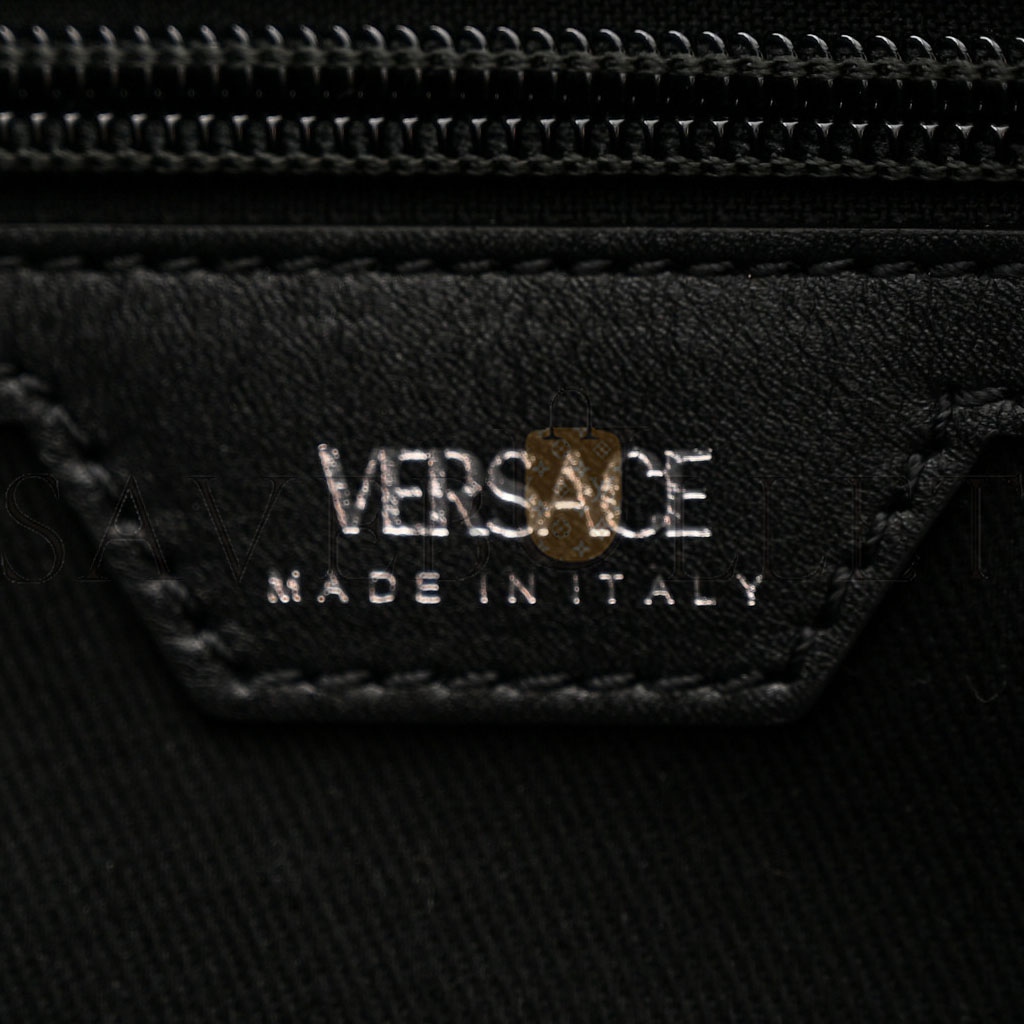 VERSACE CALFSKIN SMALL REPEAT ZIP HOBO BLACK  (30*22*5cm)