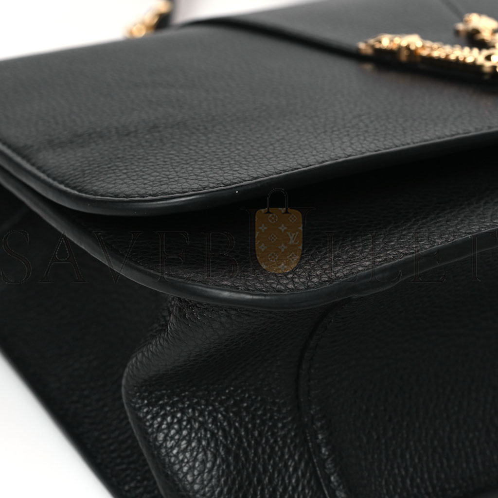 VERSACE GRAINY CALFSKIN VIRTUS CHAIN CROSSBODY BLACK (18*11*4cm)