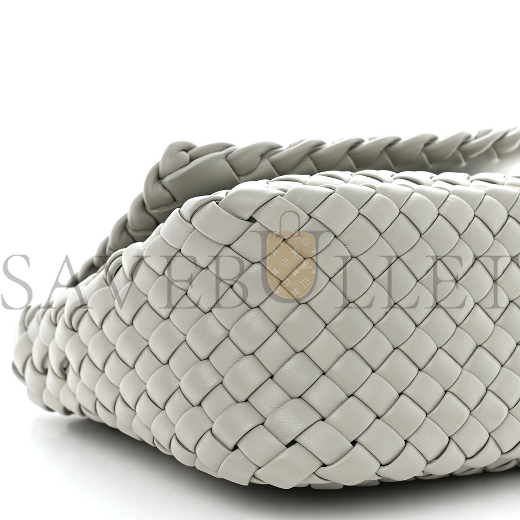 BOTTEGA VENETA NAPPA INTRECCIO MINI COBBLE SHOULDER BAG AGATE GREY (19*18*9cm)