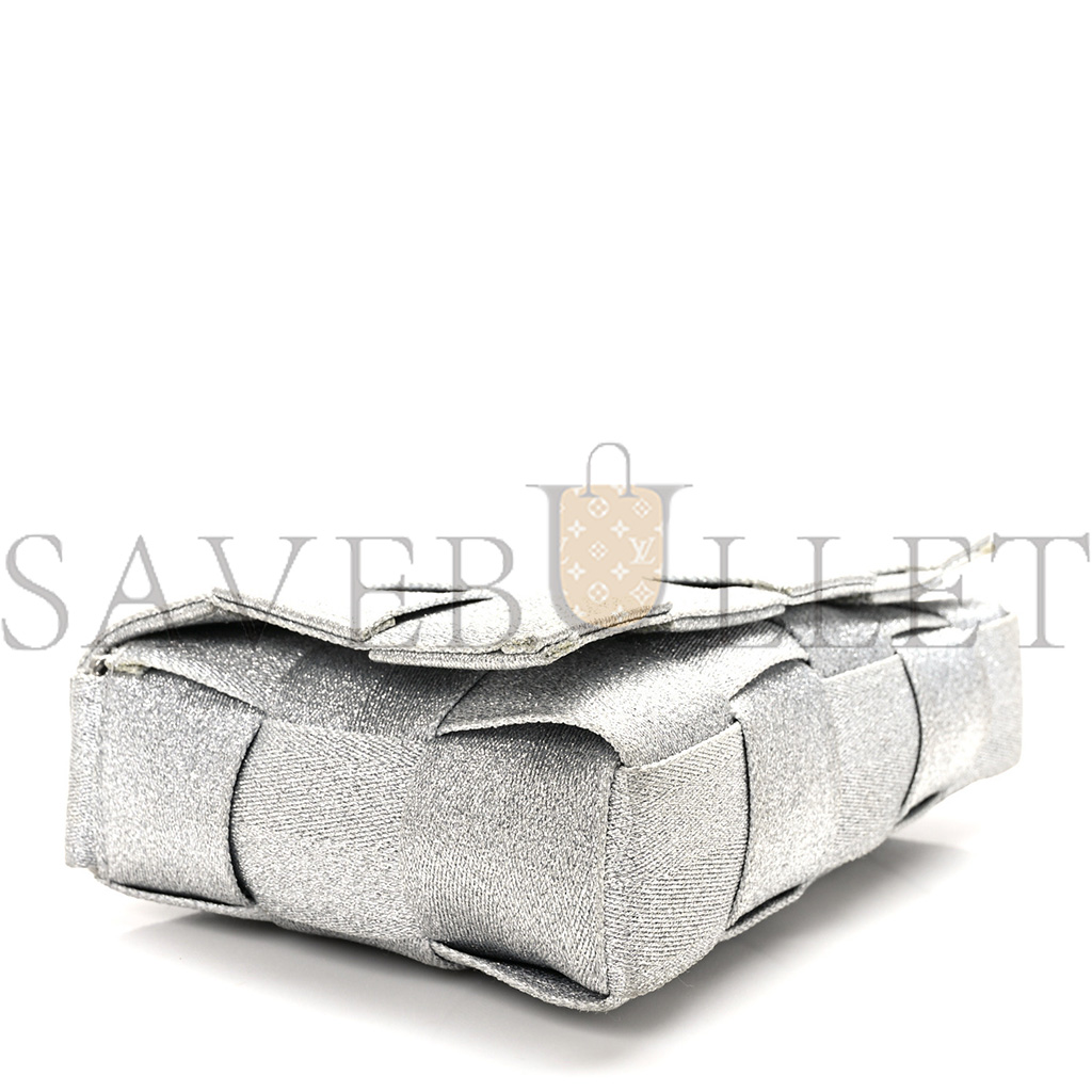 BOTTEGA VENETA WEBBING MAXI INTRECCIATO CASSETTE BAG SILVER (23*15*5.5cm)