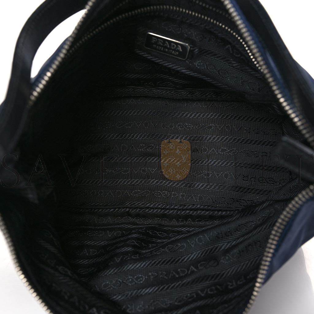 PRADA TESSUTO NYLON VITELLO HOBO NAVY (19*13*10cm)