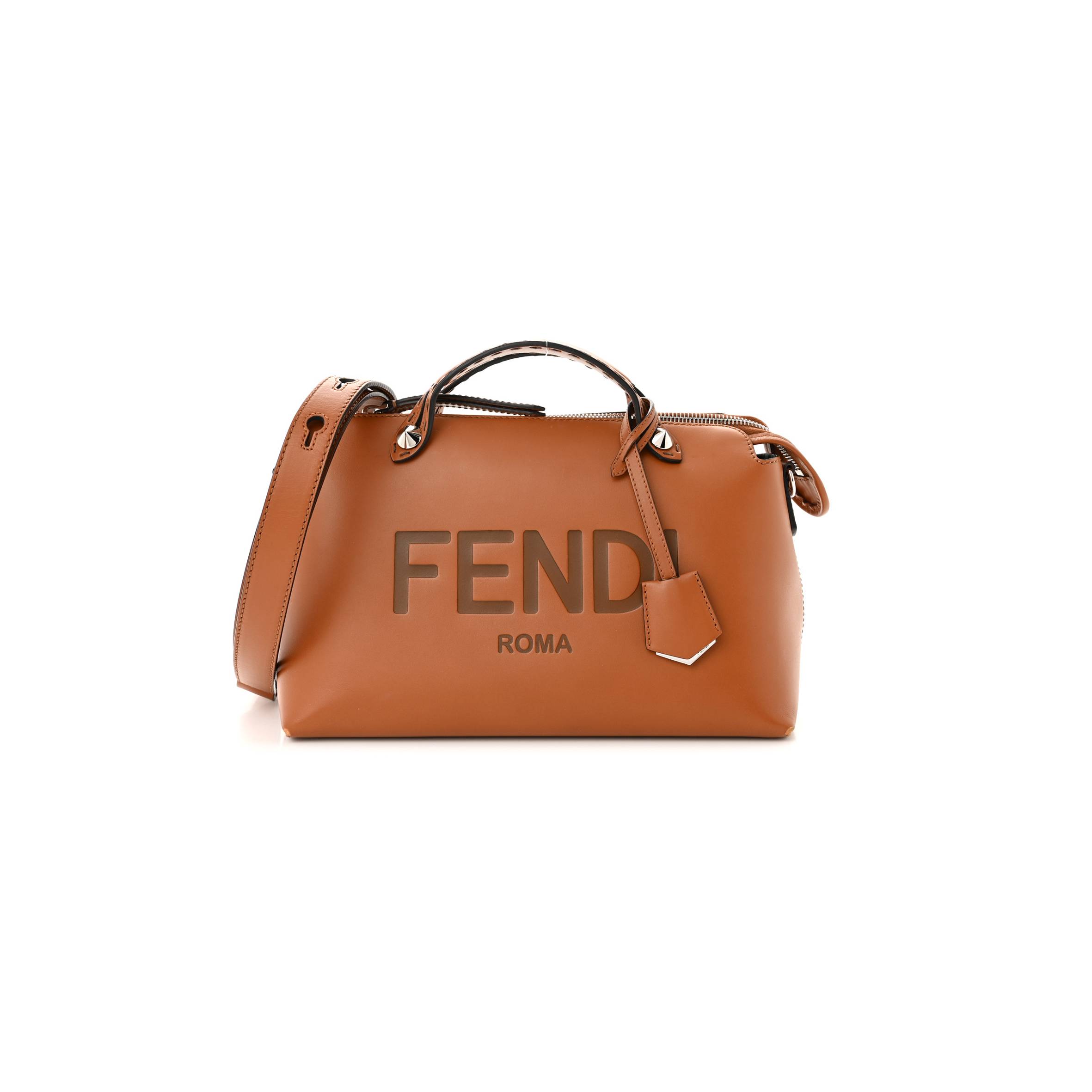 FENDI VITELLO KING LOGO EMBOSSED MEDIUM BY THE WAY BOSTON BAG CUOIO (28*19*13cm)