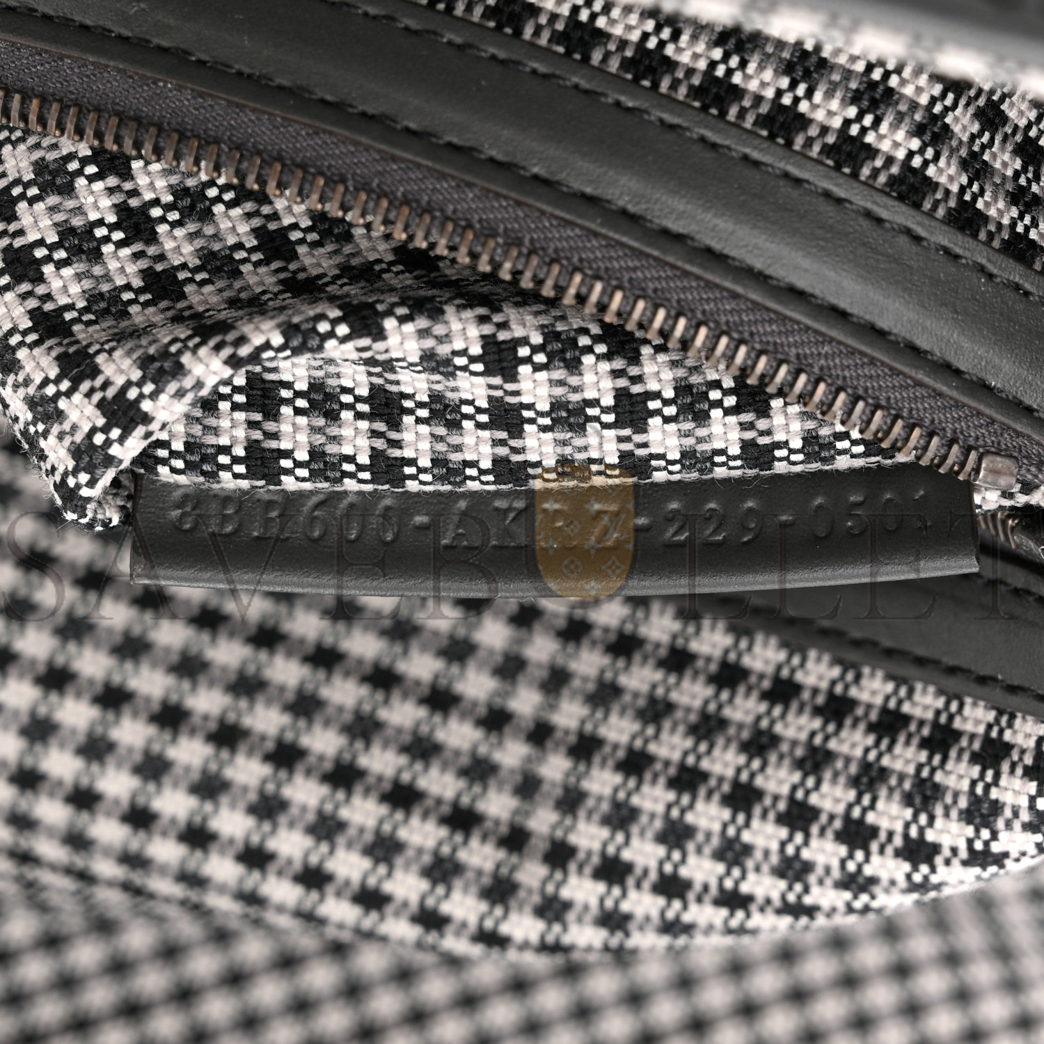 FENDI WOOL VITELLO KING HOUNDSTOOTH FF EMBROIDERED BAGUETTE GRIGIO ANTHRACITE (27*17*6cm)