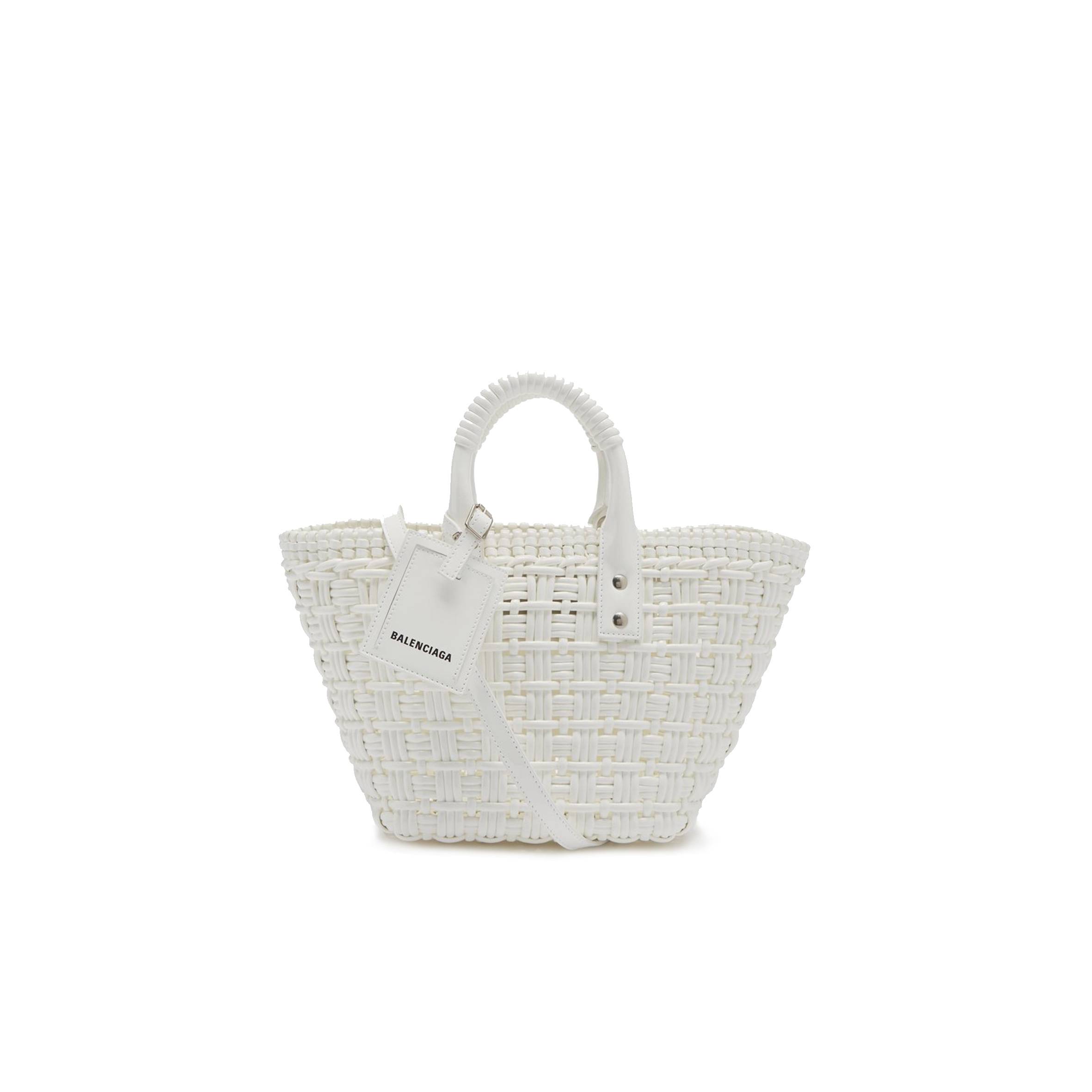 BALENCIAGA WHITE BISTROT XS  BRAIDED PVC TOTE BAG MATCHESFASHION US (34.4*19*-12cm)