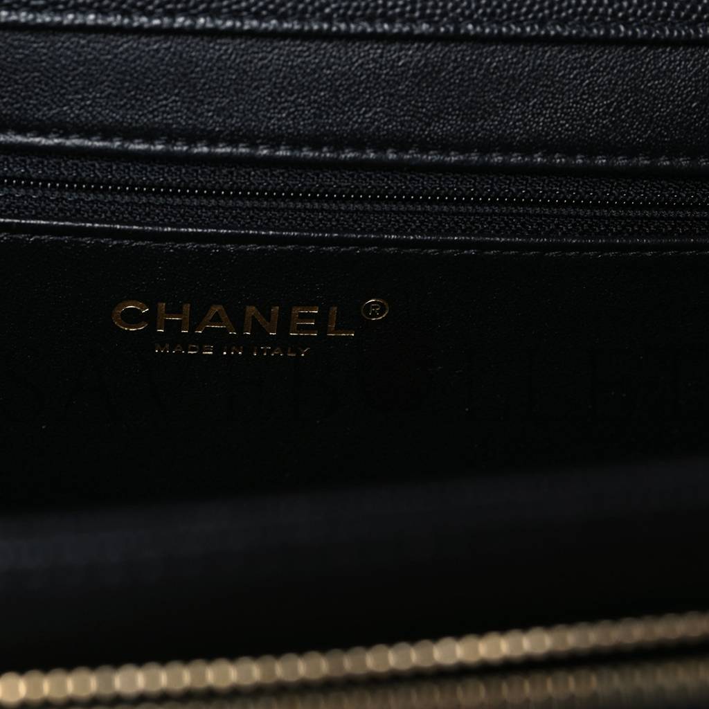 CHANEL CAVIAR QUILTED LARGE BUSINESS AFFINITY FLAP BLACK ROSE GOLD HARDWARE (27*19*9cm)