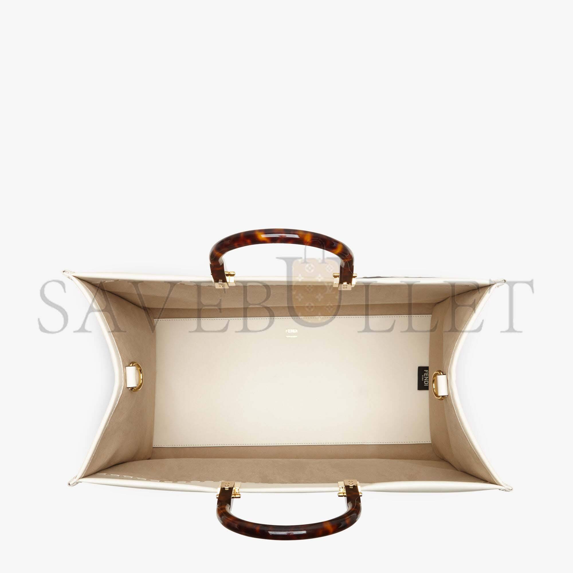 FENDI LARGE FENDI SUNSHINE - WHITE LEATHER SHOPPERX 8BH372ABVLF0K7E (40.5*35*21.5cm)