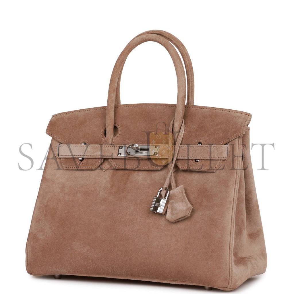 HERMES VINTAGE HERMES BIRKIN 30 GRIS PERLE DOBLIS PALLADIUM HARDWARE (30*22*16cm)