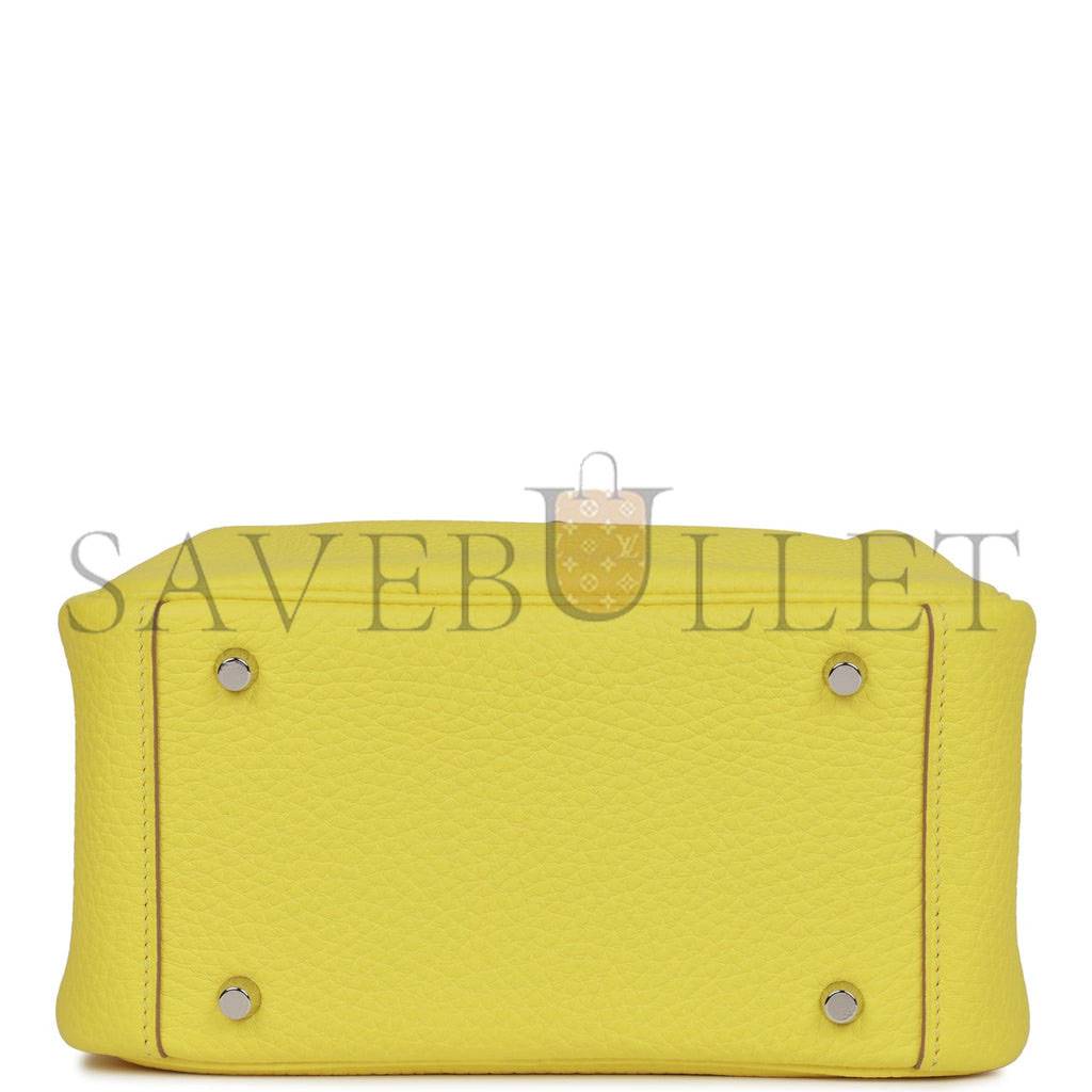 HERMES MINI LINDY LIME CLEMENCE PALLADIUM HARDWARE (19*12.5*9)