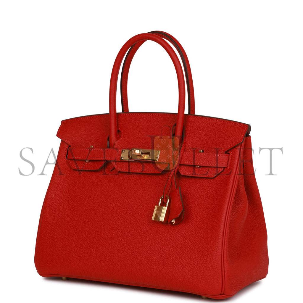 HERMES SPECIAL ORDER (HSS) BIRKIN 30 ROUGE CASAQUE TOGO GOLD HARDWARE ( 30cm*22*16cm)