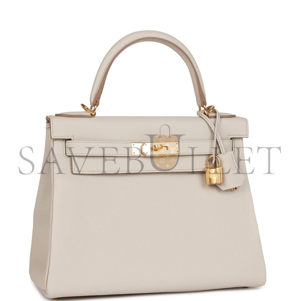 HERMES KELLY RETOURNE 28 BETON TOGO GOLD HARDWARE (28*22*10cm)