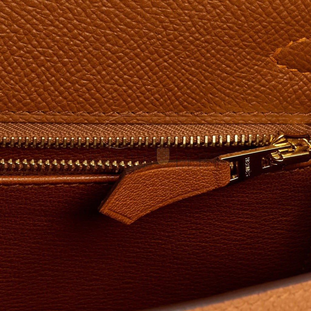 HERMES SPECIAL ORDER (HSS) KELLY SELLIER 25 GOLD AND APRICOT EPSOM GOLD HARDWARE HANDMADE (25*17*7cm)