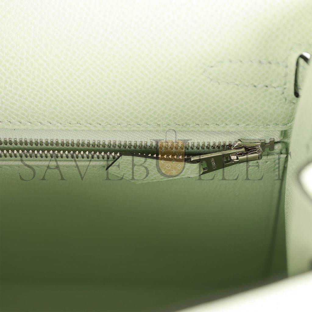 HERMES KELLY SELLIER 25 VERT FIZZ EPSOM PALLADIUM HARDWARE HANDMADE  (25*17*7cm)