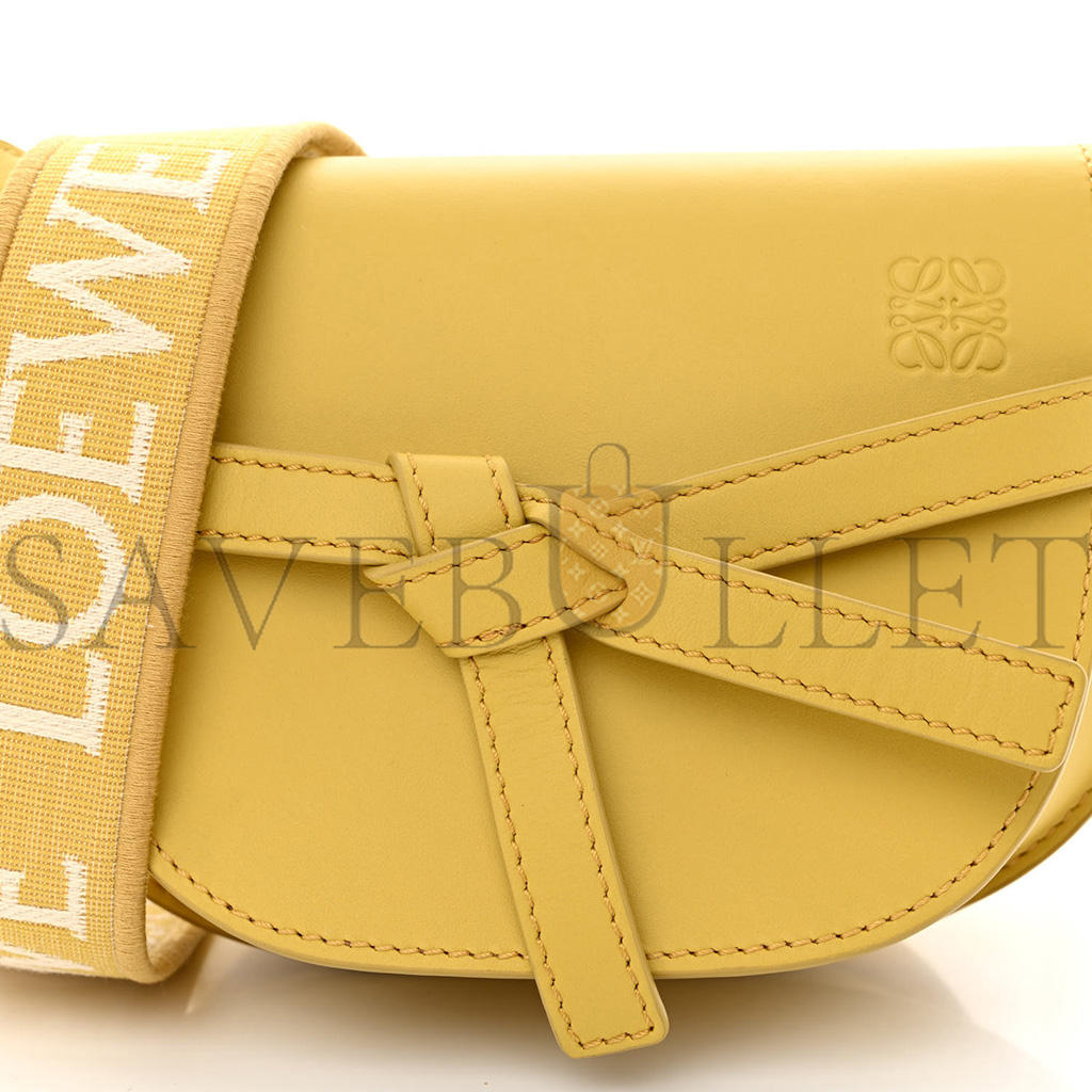 LOEWE CALFSKIN JACQUARD MINI GATE DUAL BAG DARK YELLOW (19*14*9cm)