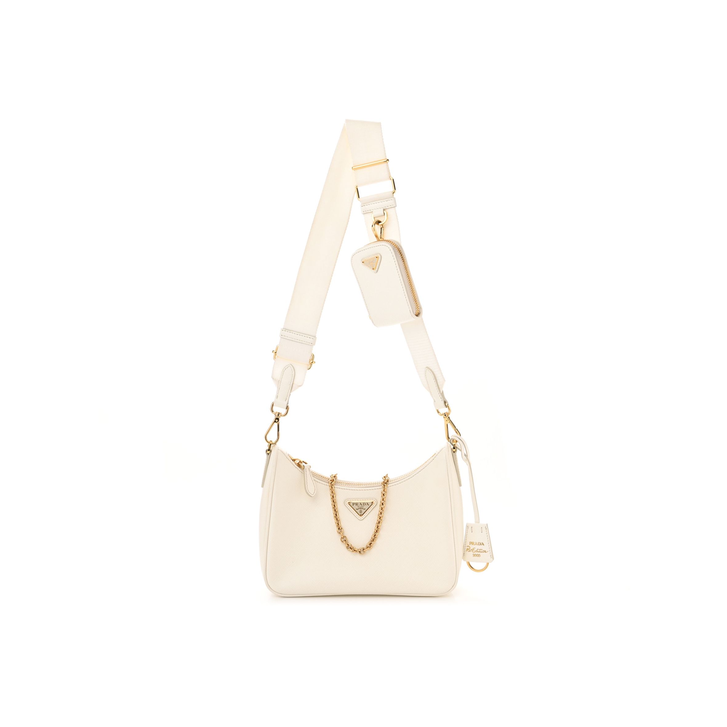 PRADA SAFFIANO RE-EDITION 2005 SHOULDER BAG WHITE (23*17*6cm)