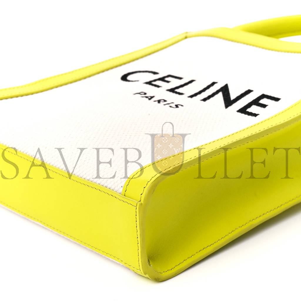 CELINE CANVAS CALFSKIN MINI VERTICAL CABAS NEON YELLOW (20*17*4cm)